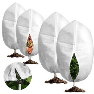 BAVATEE Housse Hivernage Plante, Lot de 4 Voile Hivernage Plante Exterieur avec Fermeture &Eacute;clair et Cordon de Serrage, 70g/m&sup2; Housses de Protection pour Plantes, R&eacute;utilisable (60x80cmx2 + 80x100cmx2) (STORE TOMASHEVSKII MAKSIM S.R.L., neuf)