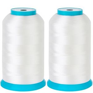 New brothread Ensemble de 2 Blanc 5000M (5500Y) Polyester Fil Machine à Broder Fil de Canette/Canette de Brodeuse pour Brother/Babylock/Janome/Kenmore/Singer Machine à Broder et à Coudre (New brothread, neuf)