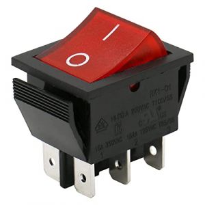 CABLEPELADO Interrupteur à bascule, interrupteur 2 positions, interrupteur 6 voies, interrupteur 6 broches, interrupteur ON-OFF DPDT, 16 A 250 VAC, rouge avec LED (CABLEPELADO, neuf)