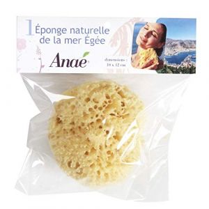 Anaé - Éponge naturelle de la mer Égée en nid d'abeille - solide et durable - 100% naturelle et biologique - Hypoallergénique - pour bébés et adultes - Taille moyenne 10 à 12 CM (MONSTERASTORE, neuf)