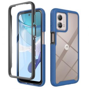 ESTH&reg; Coque Transparente pour Motorola Moto E14/Moto G24/G04/G04s Antichoc Housse Full Body Protection, &Eacute;tui Antipoussi&egrave;re Incassable [avec Protecteur D'&eacute;cran], Bleu Fonc&eacute; (Caizeng, neuf)