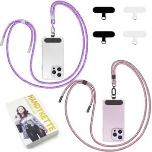 Qyoocom Cordon Telephone Portable- Lot de 2,&Eacute;l&eacute;gante et Durable,Tour de Cou Telephone Portable Universelle Compatible avec la Plupart des Coques pour Smartphone Camouflage Rouge Violet (Qyoocom, neuf)
