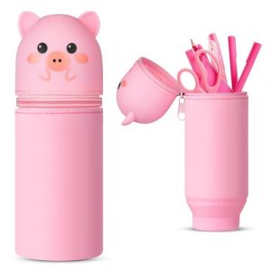 Vicloon Trousse Scolaire, Trousse Ecole 2 en 1 en Silicone Souple, Trousse à Crayons en Silicone Souple Rétractable, Trousse à Crayons Télescopique Kawaii pour Garçons Filles Etudiants (BEST-SELLER5, neuf)