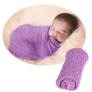 Moiky Bébé Couverture Photographie Accessoires,Nouveau-né Filles & Garçons Wrap Blanket,Mignonne Enveloppante Stretch Longue Ondulation Photo Couvertures d’emmaillotage,Violet Clair (MIOKY-EU, neuf)