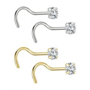 4 Pcs Ongles De Nez Incurv&eacute;s, Clous De Nez Piercing En Acier Inoxydable Pour Le Corps Humain, D&eacute;corations D'Anneau De Nez En Diamant, Accessoires Personnalis&eacute;s Pour La Tendance De Port. (CHARLES MCAULEY, neuf)