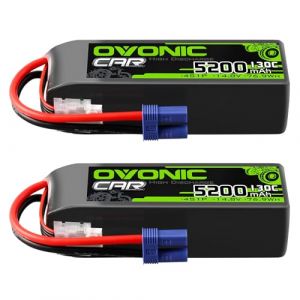 OVONIC Lot de 2 batteries Lipo 4S 14,8 V 5200 mAh 130 C avec fiche EC5 pour voiture RC camion truggy quadcopter h&eacute;licopt&egrave;re camion bateau avion (OVONIC Direct, neuf)