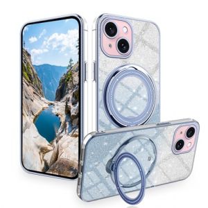Compatible avec Coque iPhone 14 Plus Transparente Paillette, Coque de Telephone iPhone 14 Plus Etui Antichoc avec Anneau Support Brillant Silicone Protection Camera Ultra Fine Housse (Bleu) (Wousunly, neuf)