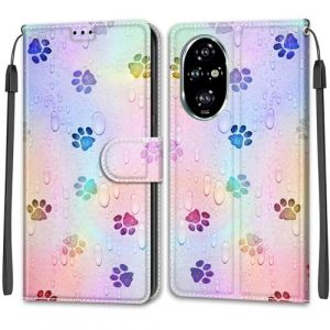 KENHONER Coque pour Honor 200 Pro, Housse Etui Portefeuille Cuir Multifonction, Fermeture Magnétique à Clapet Anti-Choc Compatible avec Honor 200 Pro Book - Empreinte (KENHONER, neuf)