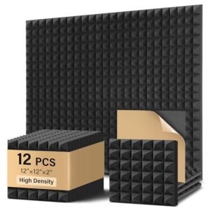 Bwaliffury Mousse Acoustique Autocollante, 12 Pi&egrave;ces 30x30x5cm, Mousse Isolante Acoustique,Panneau Mousse Acoustique Ignifuges pour Studios D'enregistrement,Bureaux, Studios de Danse, Podcasts (12p) (Zynexo  O&Uuml;, neuf)