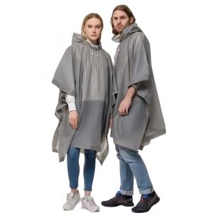 OSDUE 2 Pi&egrave;ces Poncho Pluie, Imperm&eacute;able Poncho avec Capuche &agrave; Cordon de Serrage, R&eacute;utilisable Poncho Mat&eacute;riel EVA,Poncho Pluie Femme et Homme, pour Les Festivals de Camping et Les Randonn&eacute;es (PLUM-MARKETING, neuf)