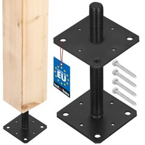 KOTARBAU Support de Poteau en Acier thermolaqu&eacute;, 110x110x250 mm, Couleur Anthracite. Douille &agrave; enfoncer ou &agrave; Visser, r&eacute;glable en Hauteur. Id&eacute;al pour poteaux, solives et ancrage au Sol. (KOTARBAU, neuf)