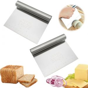 OIXEYA 2x Ramasse L&eacute;gumes Cuisine, Coupe Pate, Spatule &agrave; P&acirc;te, Ustensiles de Cuisine, Raclette en Acier Inoxydable, Aide de Cuisine pour Pain Fruits L&eacute;gumes Cuisson (DINODANUBE TRADING, neuf)