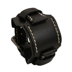 Bracelet de montre en cuir v&eacute;ritable de 24 mm de large, style punk, vintage, noir, rouge, bleu, marron, vert, pour homme, taille unique (LXSMNO1, neuf)