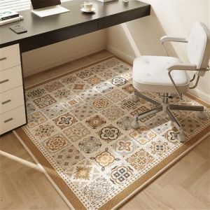 Odot Tapis Chaise de Bureau Carré, Antidérapant et Insonorisé, Moderne Tapis Protection Sol Chaise Bureau Gaming pour Plancher de Bois, Carrelage, Parquet (Style Espagnol,120x120cm) (Odot, neuf)