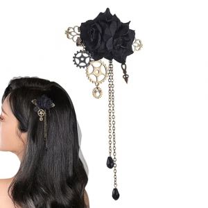 Demsyeq Pinces &agrave; cheveux tendance | Pinces &agrave; cheveux en forme de fleur, broche m&eacute;canique steampunk avec pompons, accessoires pour cheveux r&eacute;tro, pinces &agrave; cheveux vintage (bintfanti, neuf)