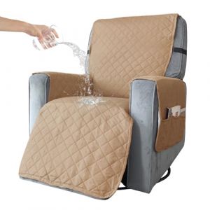 BXFUL Housse de Fauteuil Relax Matelassé Couvre Fauteuil Inclinable Doux Protecteur Canapé 1 Place Antidérapant pour Animaux de Compagnie pour Chaise Canapé Décorative (S,Kaki) (ZIQIONG, neuf)