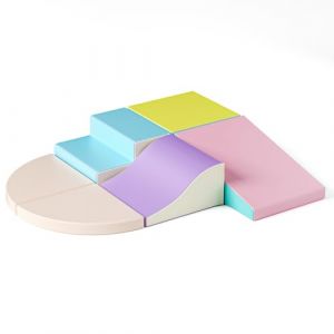 MINENICE Lot de 6 blocs de mousse souple pour grimper et ramper, blocs d'escalade modulaires en cuir synthétique pour tout-petits, jouets d'escalade éducatifs pour enfants, macaron 6p (PIERIOOCOMMUNEXIS, neuf)