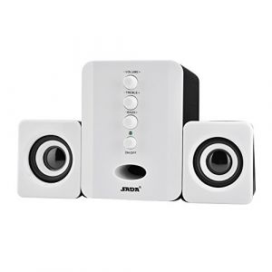 Zerone Haut-Parleur PC Mini 2.1 Filaire Combinaison Haut-Parleur Basse Musique Lecteur Syst&egrave;me Haut-Parleur Haut-Parleur pour T&eacute;l&eacute;phone Portable PC(Blanc) (Voshowylor, neuf)