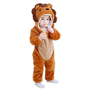 Routefuture B&eacute;b&eacute; Combinaison Unisexe Barboteuse &Agrave; Capuche Animal Mignon Flanelle Hiver B&eacute;b&eacute; Gar&ccedil;on et Fille Grenouill&egrave;res Combinaison Pyjama en Polaire Animal D&eacute;guisement 0-24 Mois,Kaki-1,18-24 mois (JIEMINGJINGXUAN, neuf)