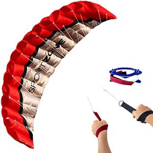 Touch the sky 100in Cerf-Volant Parachute Souple à Double Ligne pour Enfant et Adulte, avec Bracelet, Facile à Voler, Conception de Structure Unique, Adaptés Personnes avancées et Aassionnés. (Rouge) (Kite factory, neuf)