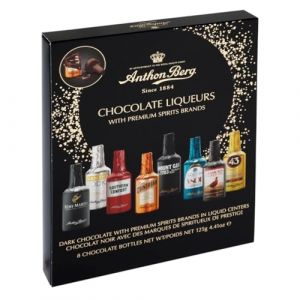 Anthon Berg Flacons de chocolat spiritueux - 187 g - 12 chocolats avec liqueurs fines et spiritueux - Chocolat noir avec alcool liquide - Id&eacute;e cadeau pour adulte (✅  Cia&Co  ✔️, neuf)