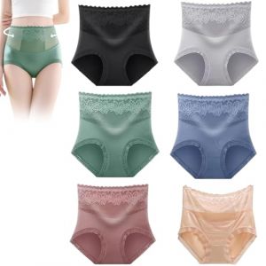 J'adore la culotte de soutien-gorge Jessie,Lacyfit-culotte Hiplift taille haute confort soyeux,Culotte sexy en dentelle taille haute grande taille pour rehausser les fesses (3XL,6 pièces) (gouxuanshangmao, neuf)