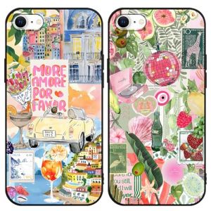 Omyzo [2 Pack Coque pour iPhone 8 iPhone 7 iPhone SE 2022/2020 4,7",&Eacute;tui de Protection avec Cute Aesthetic &Eacute;t&eacute;,&Eacute;pissage,Fruit,Citron,Fleur,Feuille,Oc&eacute;an Motif,Silicone TPU Cartoon Housse,Kawaii (JiuShengShenSHi, neuf)
