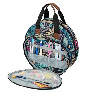 QIUPFGUT Sac de rangement pour fil, sac de rangement en laine, sac de rangement pour fil, sac de rangement pour crochet, sac de couture pour accessoires de tricot et projets de crochet (feuilles) (QIUPFGUT, neuf)