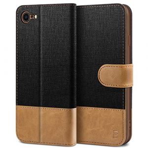 BEZ Coque iPhone SE 2020, Etui pour iPhone SE 2020 / iPhone 7 / iPhone 8 / iPhone SE 2022, Housse en Cuir de Protection, Portefeuille en Cuir Polyuréthane, Fermeture Magnétique, Noir (TheBlingZ., neuf)