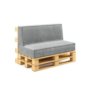 chilly pilley® Coussin de Palette Supports de palettes en Corde pour palettes UE - Housse Amovible - Coussin d'assise - Coussin de Dossier (Lot de 2, Argent) (chillypilley, neuf)
