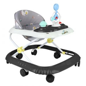 Trotteur Pousseur bébé 4en 1 évolutif, assis à debout, Trotteur Bébé Garçon Fille Evolutif,6 roues anti-chute, réglage à 4 vitesses musique, assiette à dîner,Noir (Willanmd, neuf)