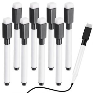Feutre Tableau Blanc Effacable, 8 Pièces Noir Effaçable Stylo, Feutre Ardoise Effacable Stylo, Marqueur Tableau Blanc Effacable à sec Faible Odeur Feutre Ardoise Pour Maison Bureau ou L'école (FOIOK, neuf)