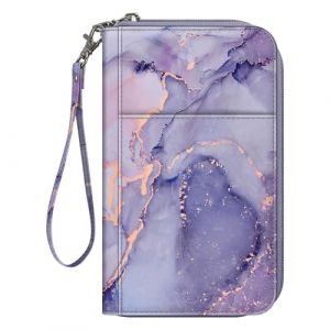 FINTIE Portefeuilles Passeport Familial avec 5 Emplacements de Passeport, Pochette Passeport Organisateur, Porte Carte avec Blocage RFID, Marbre Lilas (Fintie EU, neuf)