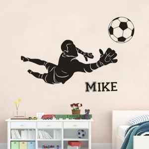 Autocollants Muraux Personnalis&eacute;s Avec Nom, Autocollant Mural En Vinyle De Gardien De But De Football, D&eacute;cor De Chambre De Gar&ccedil;ons De Club De Football, Affiche Murale De Nom Personnalis&eacute;e En Vinyle(57 (HDLOVE, neuf)