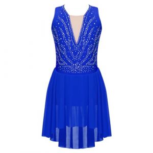 dPois Enfant Fille Acad&eacute;mique Justaucorps Danse Classique Robe Patinage Artistique Ballet Robe Danse Lyrique Latine Tenue Danses Contemporaine Gymnastique 3-16 Ans Type H Bleu Royal 11-12 Ans (dPois eu, neuf)