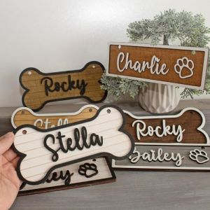 Panneau de cage personnalisé, panneau de niche pour chien, plaque en bois personnalisée, plaques de chambre pour animaux de compagnie, cadeau pour amoureux des chiens (20 x 7 cm) (JINANBOCHENG, neuf)