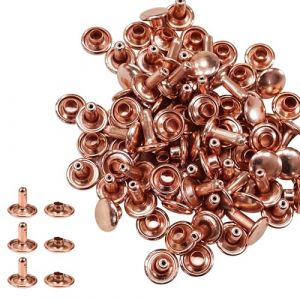 Trimming Shop Double Capuchon Rivets Cuir Rivets Tubulaire M&eacute;tal Clous pour DIY Travail du Cuir, V&ecirc;tements R&eacute;paration & Pi&egrave;ce de Rechange, Sac &agrave; Main, Ceintures, 10mm x 9mm, Or Rose, 100 Ensembles (Trimming Shop, neuf)