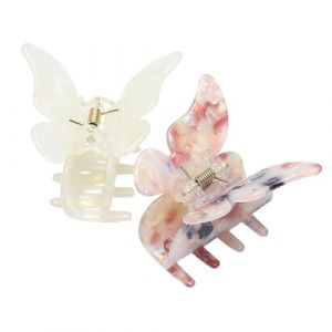 MOTHNUR Lot de 2 Pinces &agrave; Cheveux Griffes Antid&eacute;rapantes, Accessoires pour Cheveux Femmes et Filles, Design Forestier Blanc et Vintage, Maintien Ferme, Usage Quotidien, Barrette Coiffure (Huajiay, neuf)