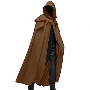 Wyongtao Cape pour Halloween Homme,Cape &Agrave; Capuche Style Gothique M&eacute;di&eacute;vale Manteau pour Halloween Manteau Cape Couleur Unie Grande Taille,Deguisement Carnaval (Wyongtao❖, neuf)