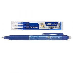 Pilot - 1 Etui de 3 Recharges pour Stylo Frixion Ball et Clicker Extra Fin Bleu (Pointe 0,5 mm) + 1 Stylo Frixion Clicker Extra Fin Bleu (Pointe 0,5 mm) (PAPETERIE DU COLLEGE, neuf)