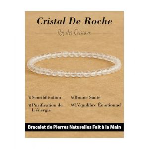 Landorilo Bracelet en Pierre Naturelle pour Homme et Femme, Compos&eacute; de Perle de Pierres &agrave; Facettes de 4mm, Yoga &Eacute;lastique, Bracelets Porte Bonheur(F Cristal De Roche) (Yutianjia, neuf)