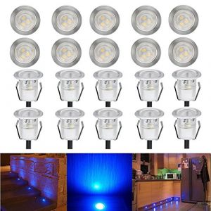Lot de 20 LED Spot Encastrable Ext&eacute;rieur - Mini spot encastr&eacute; de &Oslash;30mm Eclairage Encastrables Ext&eacute;rieur pour Terrasse Enterre, IP67 Etanche DC12V Lumi&egrave;re Moderne pour Chemin Escalier Paysage(Bleu) (CHENXU, neuf)