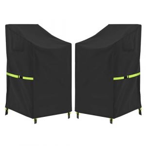 OUTTDID Housse de Protection pour Chaises de Jardin Empilables Imperm&eacute;able, Housse Chaise Jardin Exterieur de Balcon en Tissu Oxford 600D, 71x91x80/120cm (Sam7Ting, neuf)
