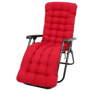 Coussin de chaise longue, banc antid&eacute;rapant, pour ext&eacute;rieur, jardin, terrasse, plage, chaise longue &agrave; dossier haut (sans chaise) (rouge, 170 x 50 cm) (Needtogrow, neuf)