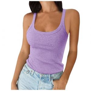 G&eacute;n&eacute;rique Femmes D'&eacute;t&eacute; D&eacute;bardeur Top Soutien Gorge Int&eacute;gr&eacute; Debardeur Femme Coton Vetement Mode Sans Armatures Blanc Haut Vert Couture T-Shirt Pour Les Rendez-Vous Galants C&ocirc;tel&eacute;s Integre (Clumanbbl, neuf)
