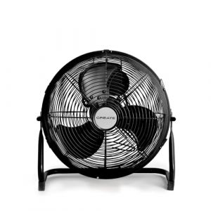 CREATE / AIR FLOOR RETRO/Ventilateur de sol industriel noir / 12 pouces, débit d'air puissant, 3 vitesses, silencieux, léger, pieds antidérapants. (CREATE, neuf)
