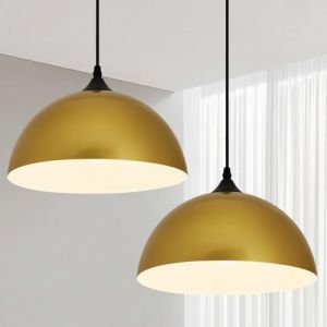 Tomshine Lustres en fer doré moderne - Deux ensembles de lustres semi - circulaires Ø30cm, design industriel, socle E27, adaptés pour la cuisine, le salle à manger, le salon et le corridor (RUIBAIDA, neuf)