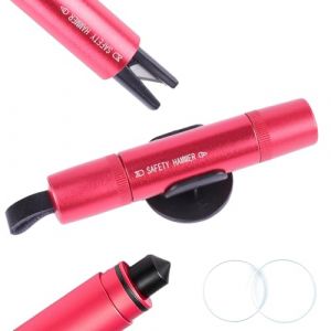 Marteau Brise Vitre Coupe Ceinture, 8,8 x 1,5 cm coupe ceinture brise vitre Marteau d&rsquo;&Eacute;vasion 2 en 1 pour Voiture, Outil d&rsquo;Urgence Compact Accessoire Auto Indispensable, Brise Vitre Voiture, Rouge (ZSZL, neuf)