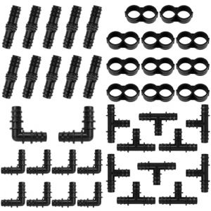 Kit de 40 Raccords d'irrigation Goutte &agrave; Goutte pour Tube de 16 mm, 10 t&eacute;s, 10 raccords, 10 Coudes et 10 Bouchons d'extr&eacute;mit&eacute; pour Syst&egrave;me d'irrigation de 16 mm (huahaoda Bao, neuf)