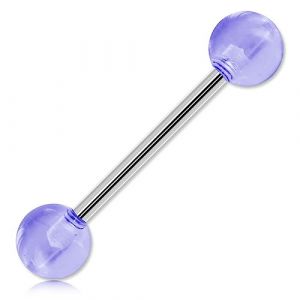 Inoki - Barbell de langue boules acrylique unies - Jonc/Tige 1.6 mm, Long. int. 14 mm, Boule 5 mm - Bleu Clair (INOKI PIERCING, neuf)